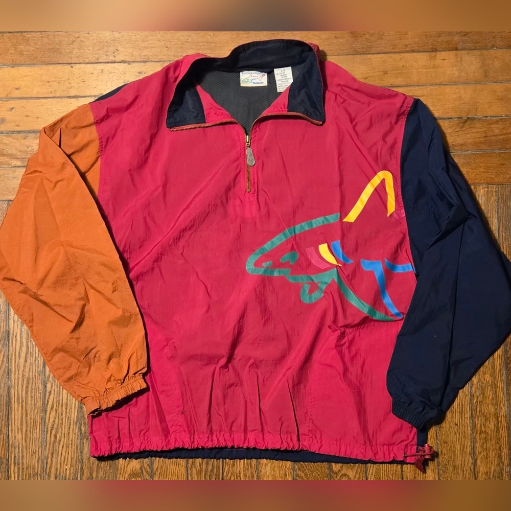 VTG Reebok Greg Morgan Collection Shark Block Colour Windbreaker L